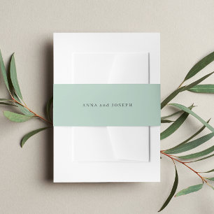 Sage   Simple Solid Colour Personalised Wedding Invitation Belly Band