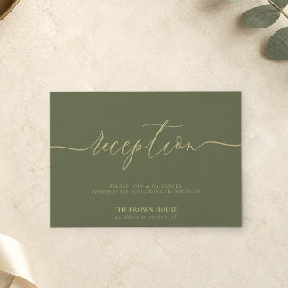 Sage Simple Wedding Reception Invitation