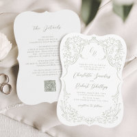 Sage Sketched Vintage Flourish Monogram Wedding