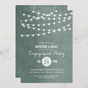 Sage String Lights Engagement Party Invitation