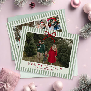 Sage Stripe Family Photo Christmas Holiday Card