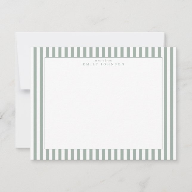 Sage Striped Note Card (Front)