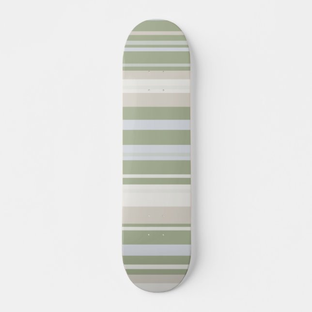 Sage Stripes Minimalist Aesthetic Skateboard (Front)