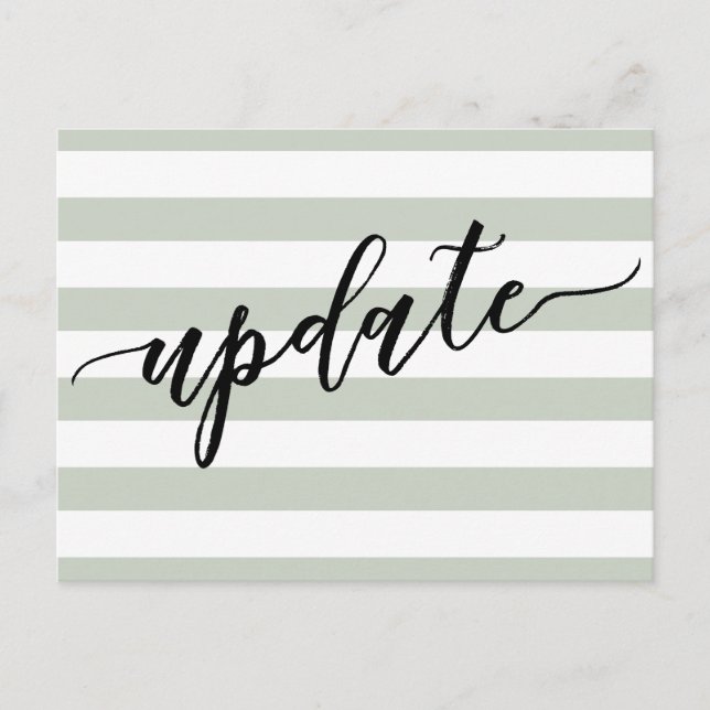 Sage Stripes Postponed Wedding Update Notice Postcard (Front)