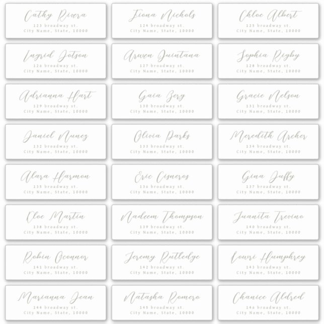 Sage Stylish script wedding guest address label (Front)