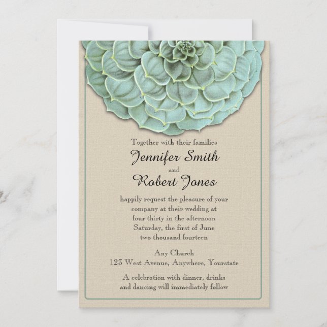 Sage Succulent Wedding Invitation (Front)