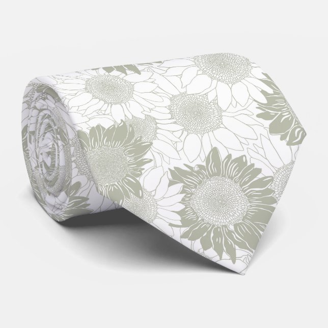 Sage Sunflower Tie (Rolled)