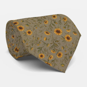 Sage Sunflower Vintage Golden Blossom Tie