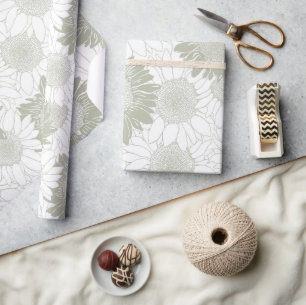 Sage Sunflower Wrapping Paper