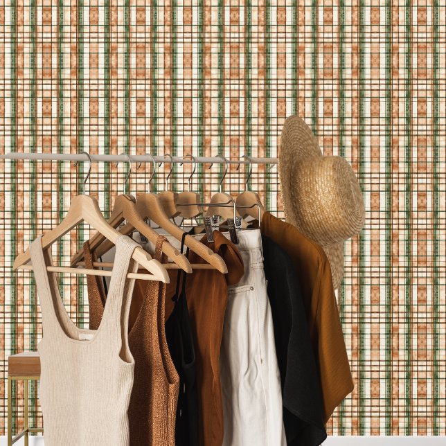 Sage Tan And Brown Fall Colour Plaid Wallpaper (Creator Uploaded)