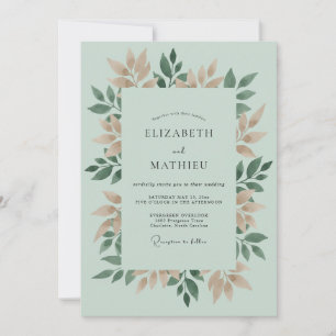 Sage Tan Botanical Romance Wedding Invitation