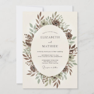 Sage Taupe Foliage Eucalyptus Wedding Invitation