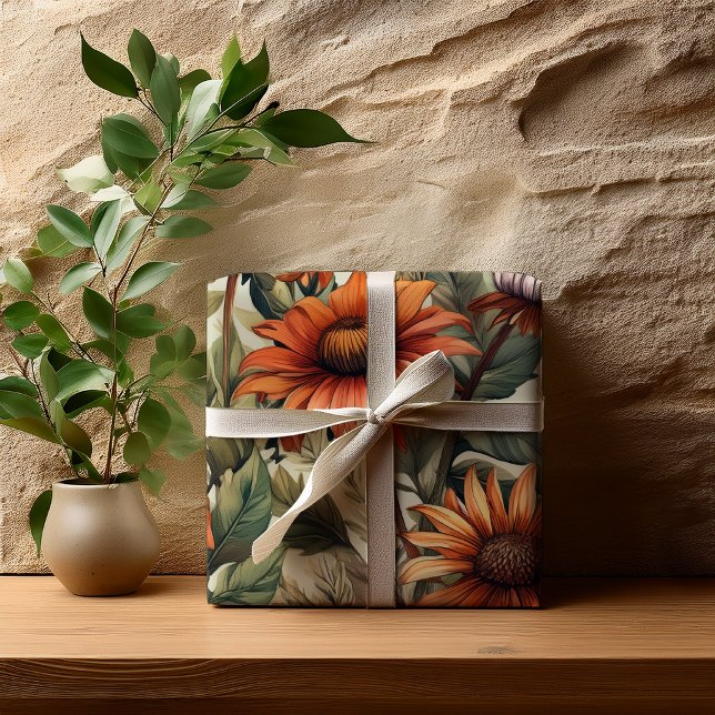 Sage Terracotta Botanical Floral Bridal Shower  Wrapping Paper (Sage Terracotta Botanical Floral Bridal Shower Wrapping Paper)