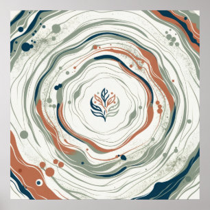 Sage Terracotta Topographic Botanical Art Poster