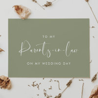 Sage To my parents in law on my wedding day card