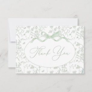 Sage Toile Baby Shower Thank You Card