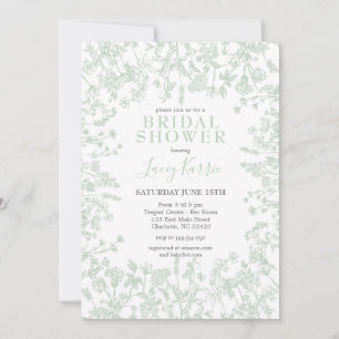 Sage Toile Bridal Shower Invitation