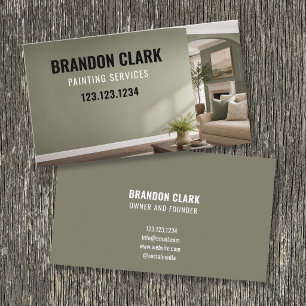 Sage Toned Living Room Interior Picture Painting Business Card
