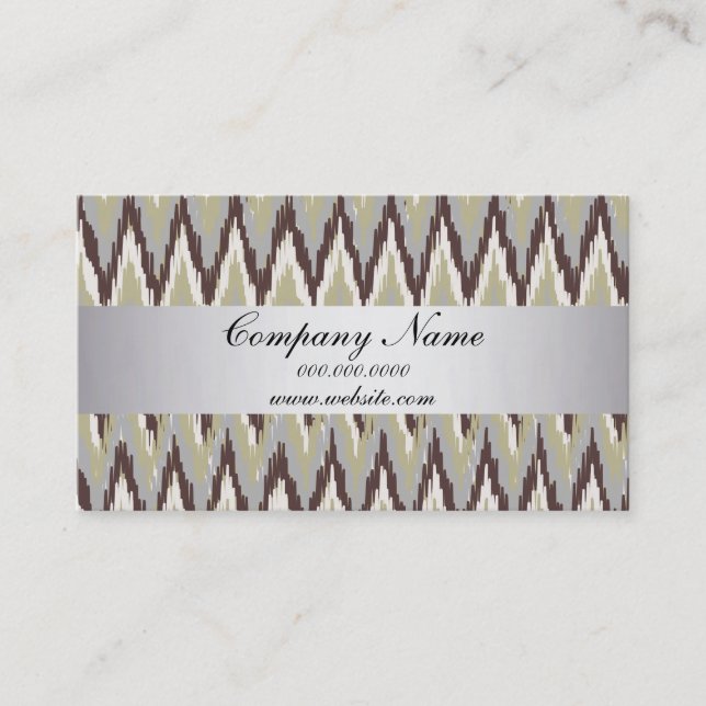 Sage TribaI Ikat ZigZag Pocket 2019 Calendar Business Card (Front)