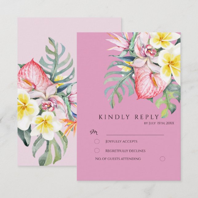 Sage Tropical Floral Botanical Wedding Enclosure Card (Front/Back)