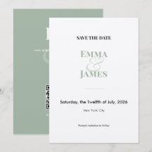 Sage Two-Tone Ampersand Wedding Save the Date