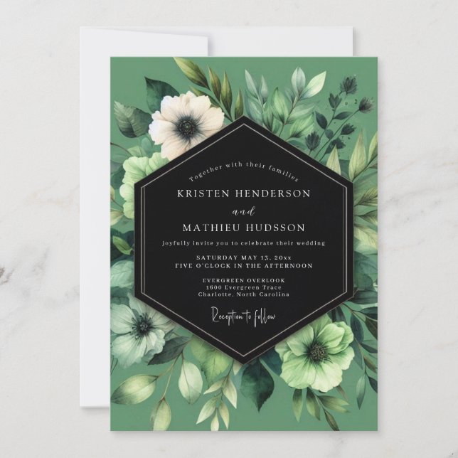 Sage Verdant Anemone Wedding Invitation (Front)