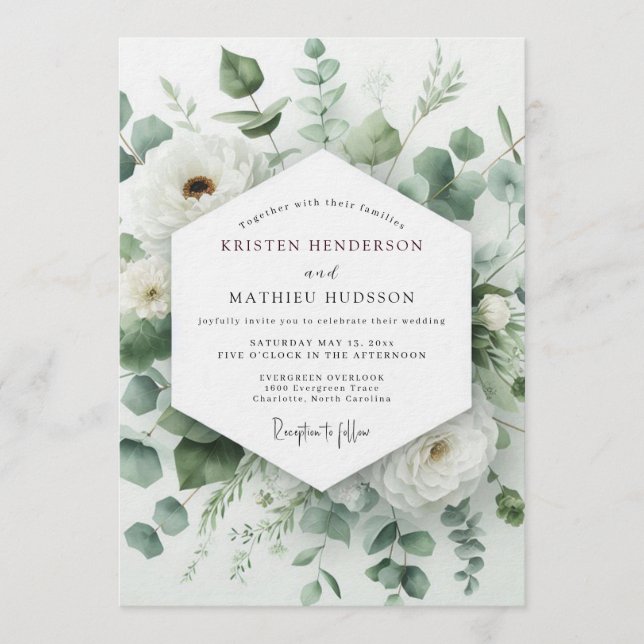 Sage Verdant Eucalyptus Wedding Invitation (Front)