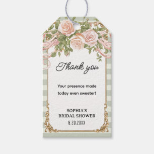 Sage Vintage Blush Floral Bridal Shower Gift Tags