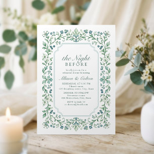 Sage Vintage Botanical Floral The Night Before Invitation