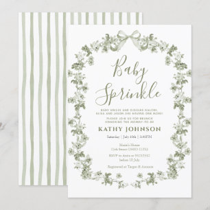 Sage Vintage Coquette Floral Baby Sprinkle Invitation