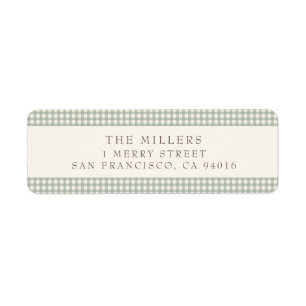 Sage Vintage Gingham Christmas Address Labels