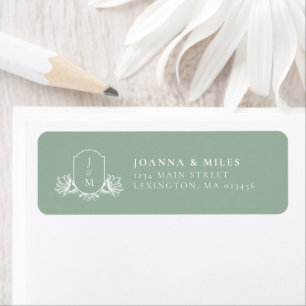 Sage Vintage Monogram Crest Return Address Label