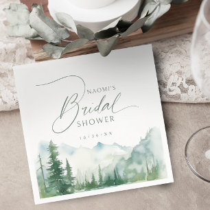Sage Watercolor Mountain Rustic Bridal Shower  Napkin