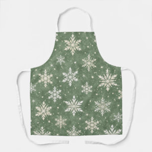 Sage Watercolor Snowflake Pattern Apron
