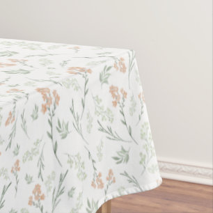 Sage Watercolor Wildflower Floral Tablecloth