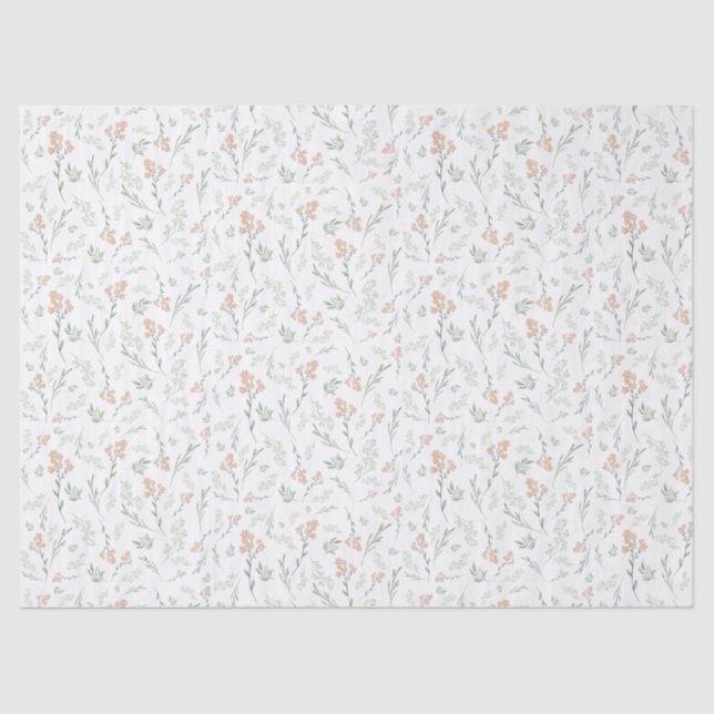 Sage Watercolor Wildflower Floral Tissue Paper (Front)