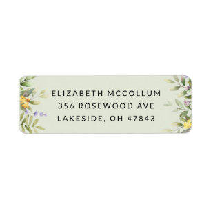 Sage Watercolor Wildflower Return Address Labels