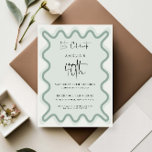 Sage Wavy Border 40th Birthday Invitation<br><div class="desc">Designed to coordinate with our Wavy Border Collection, this modern birthday invitation features the trendy & popular wavy border in sage colour on white background. If you want to catch your guest's attention with a pop of colour on your trendy invitation, this suite is perfect for you. For more advanced...</div>