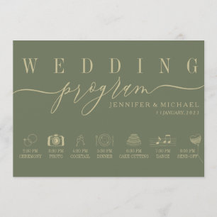 Sage Wedding Custom Icon Timeline ceremony plan Programme