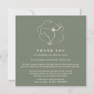 Sage Wedding green Indie Rustic Simple thank you Invitation