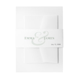 Sage Wedding Invitation Names & Monogram |  Belly Band