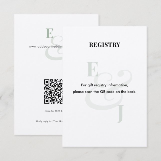 Sage Wedding Registry | QR Code Enclosure Card (Front/Back)