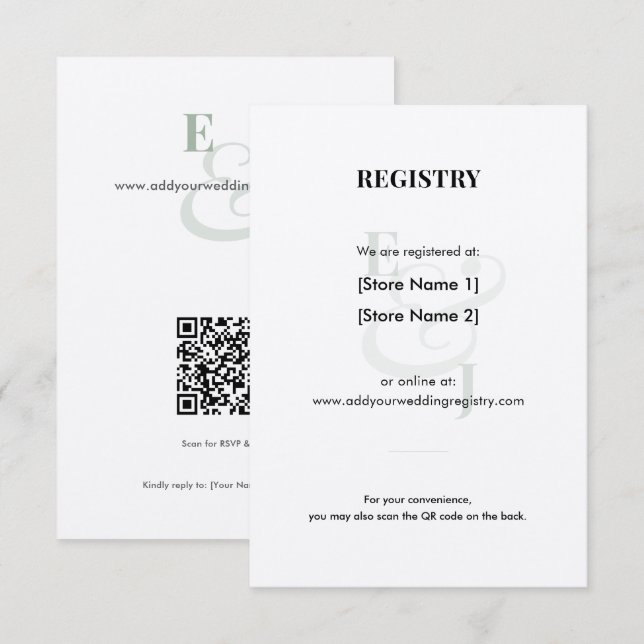 Sage Wedding Registry | QR Code Enclosure Card (Front/Back)