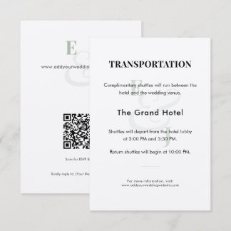 Sage Wedding Transportation Details Card | QR