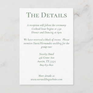 Sage White Blush Peach Floral Details Card