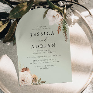 Sage, White & Boho Floral Wedding Invitation