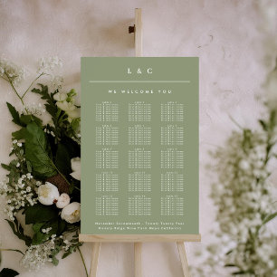 Sage & White Classic Names Wedding Seating Chart