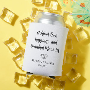Sage White Elegant Wedding Cheers to Love Can Cool Cooler