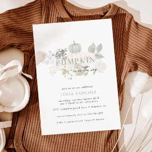 Sage & White – Little Pumpkin Fall Baby Shower Invitation
