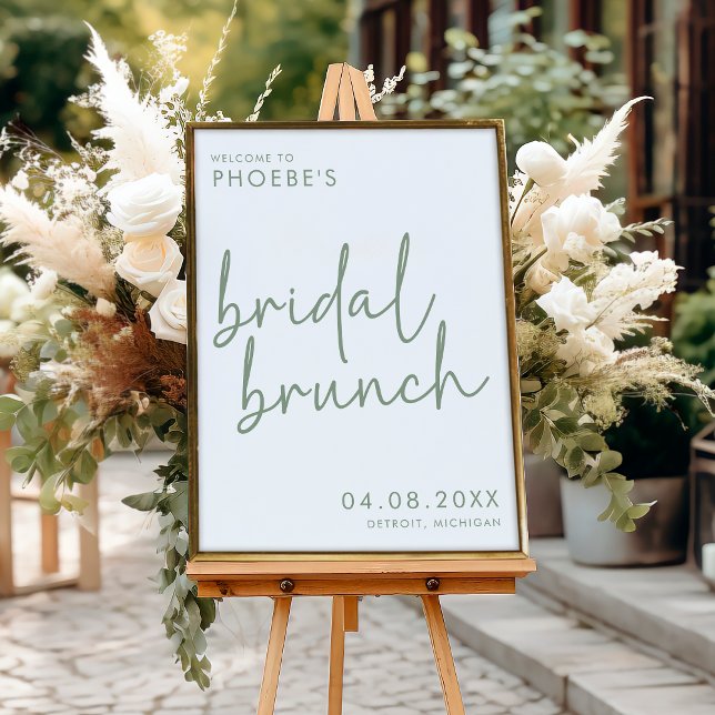 Sage & White Minimalist Bridal Brunch Welcome Poster (Creator Uploaded)